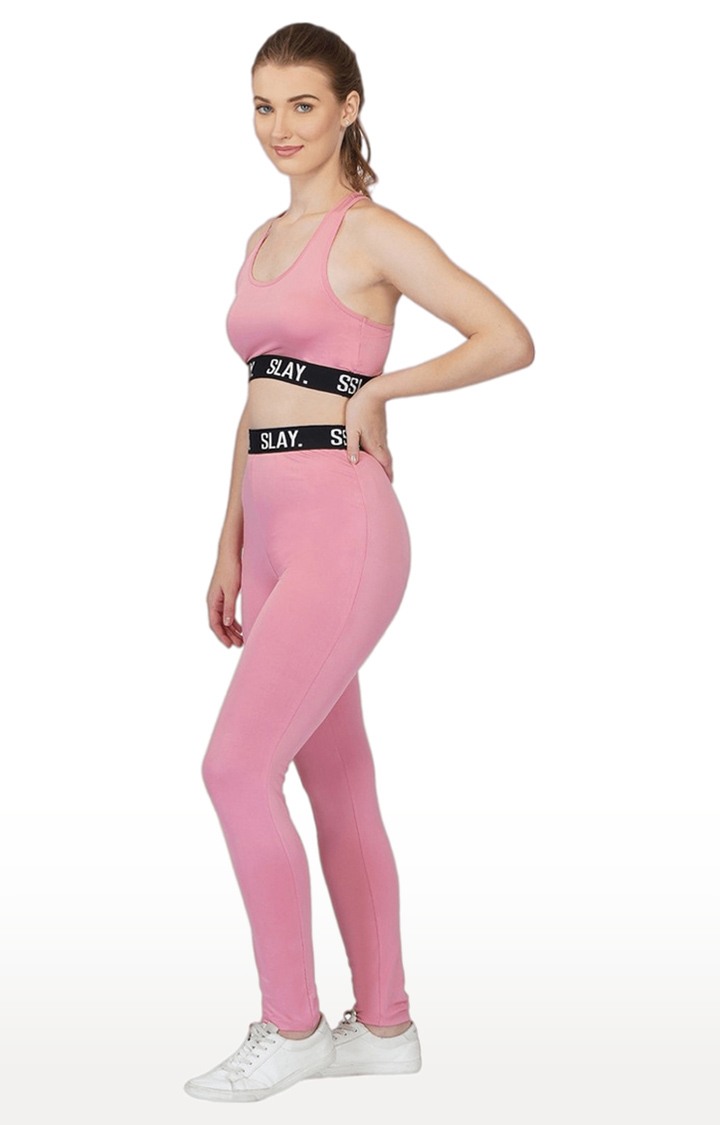 Women's Pink Solid Cotton Activewear Tank Tops