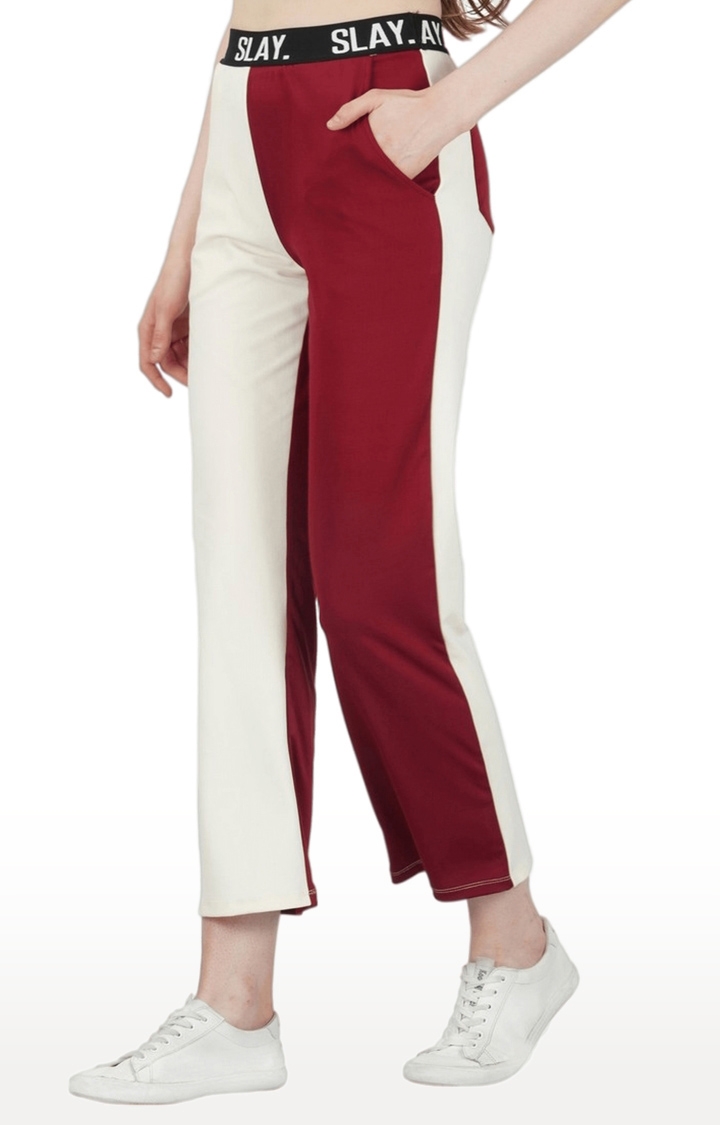 Women's Red Colourblock Polyester Co-ords
