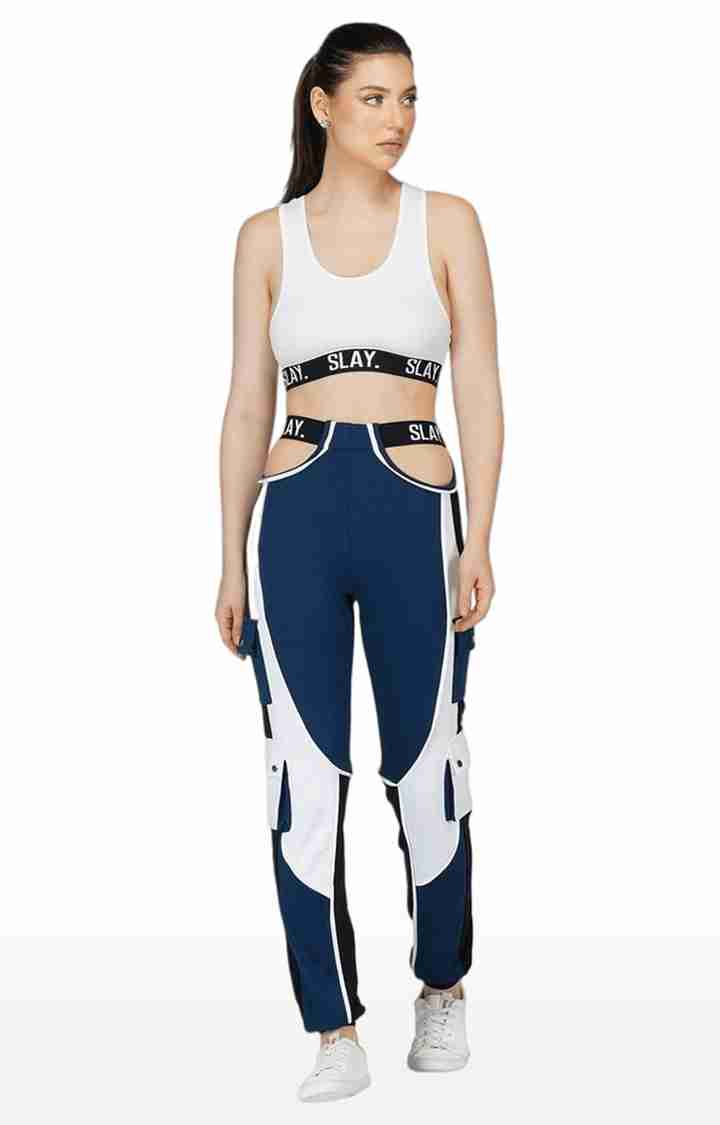 Women's White Solid Cotton Activewear Crop Tops