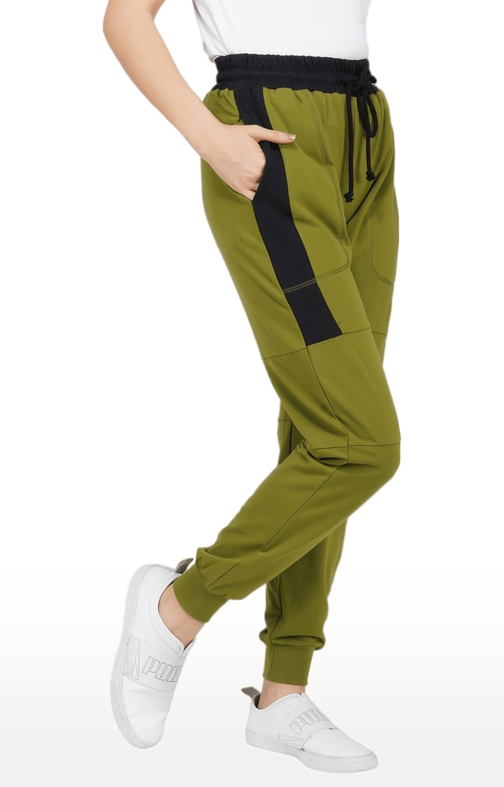 Women's Light Green Cotton Regular Activewear Joggers