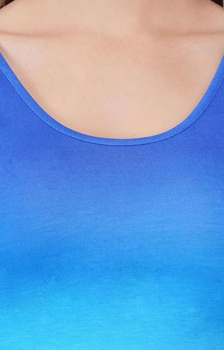 Women's Blue Tie Dye Cotton Crop Top