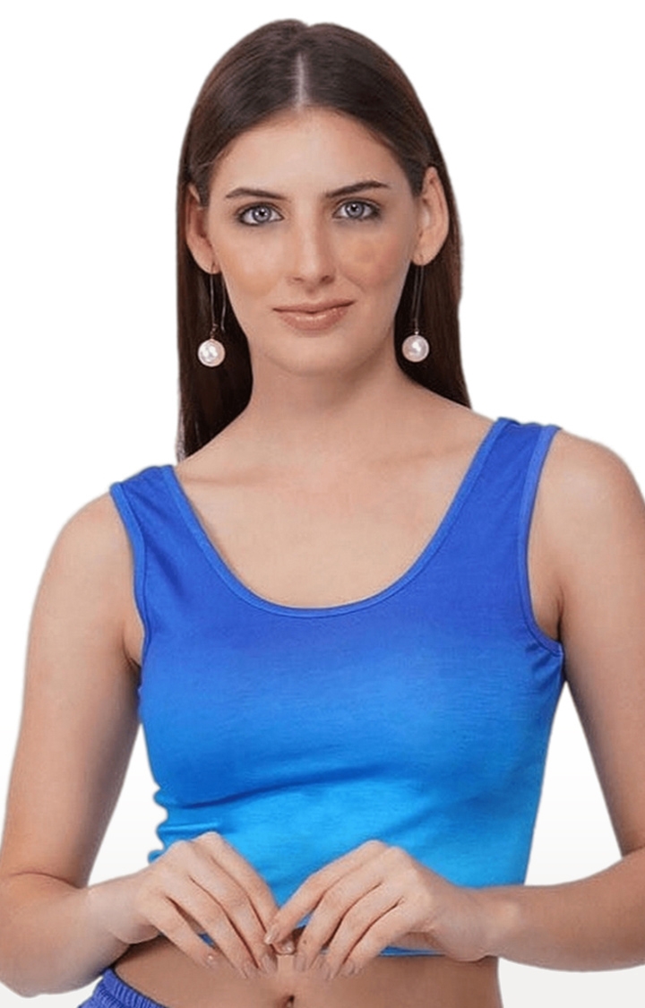 Women's Blue Tie Dye Cotton Crop Top