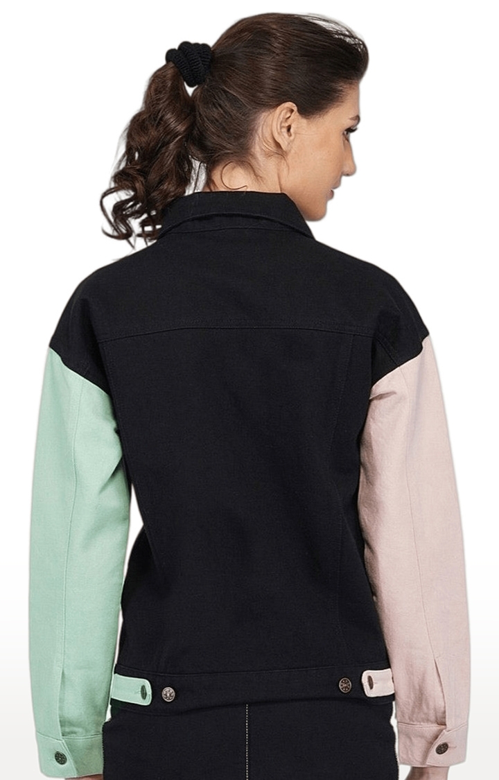Women's Multi Colourblock Denim Denim Jackets