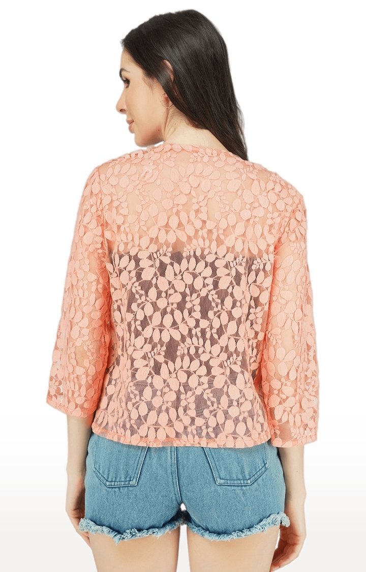 Women's Orange Lace Cotton Shrugs