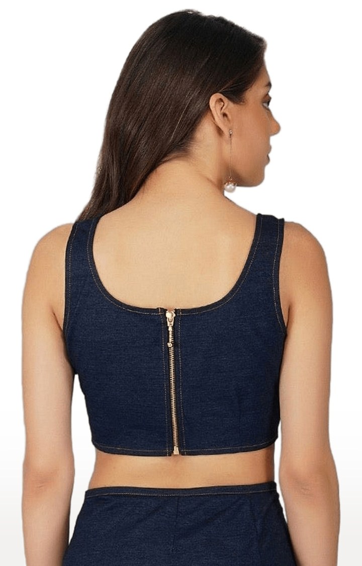 Women's Blue Solid Denim Corsets