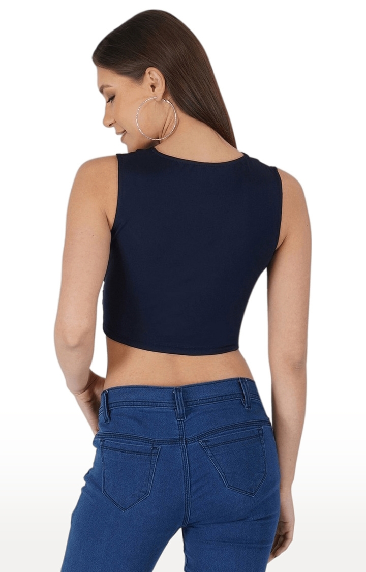 Navy Blue Subdued knot tube top, Women's Fashion, Tops, Sleeveless