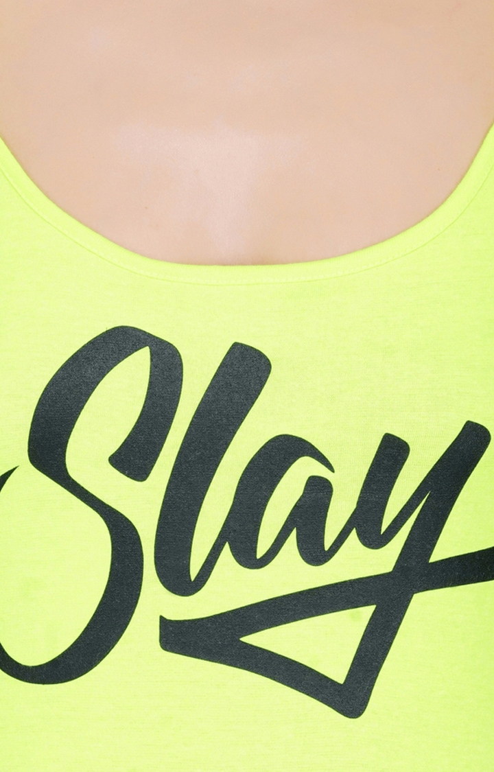 SLAY | Women's Neon Green Printed Camisole 5