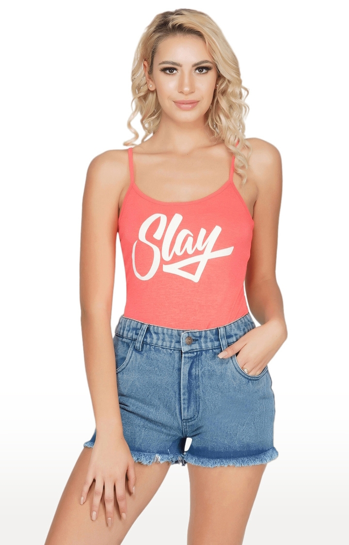 SLAY | Women's Neon Pink Printed Camisole