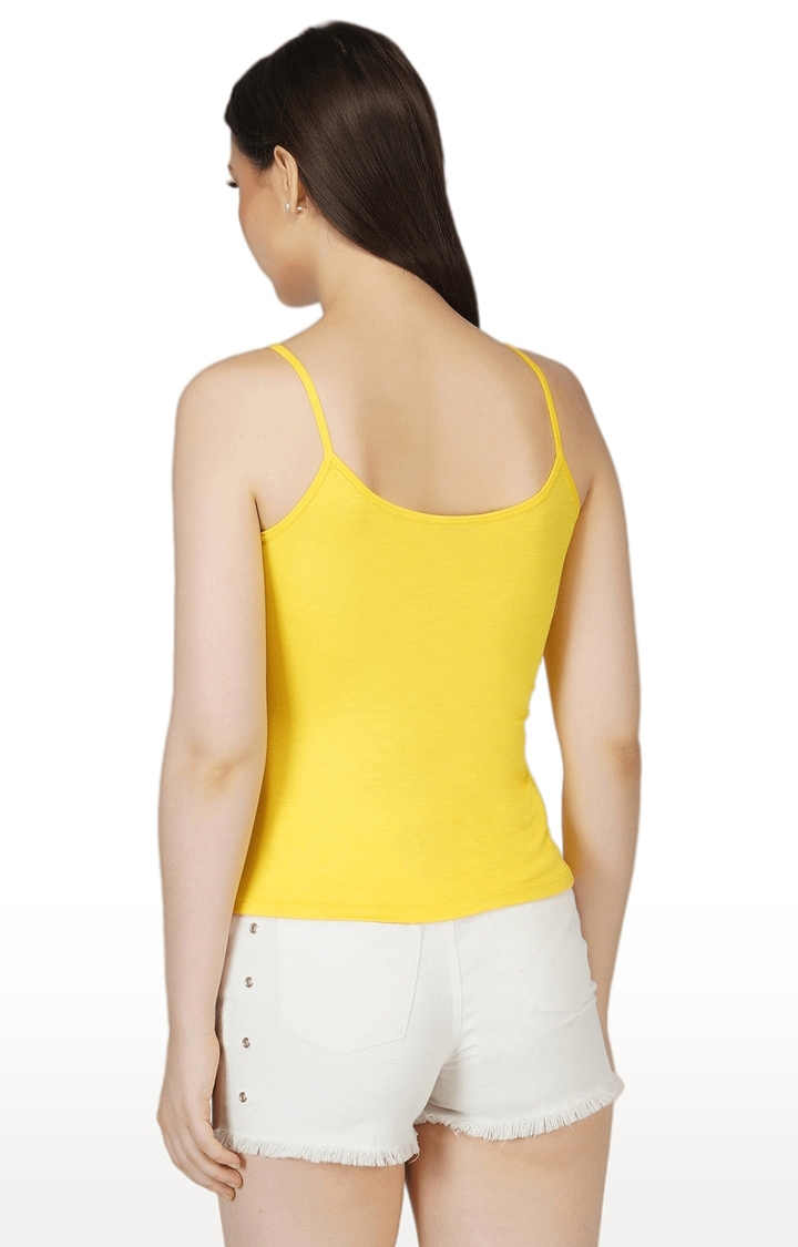 Women's Neon Yellow Printed Camisole