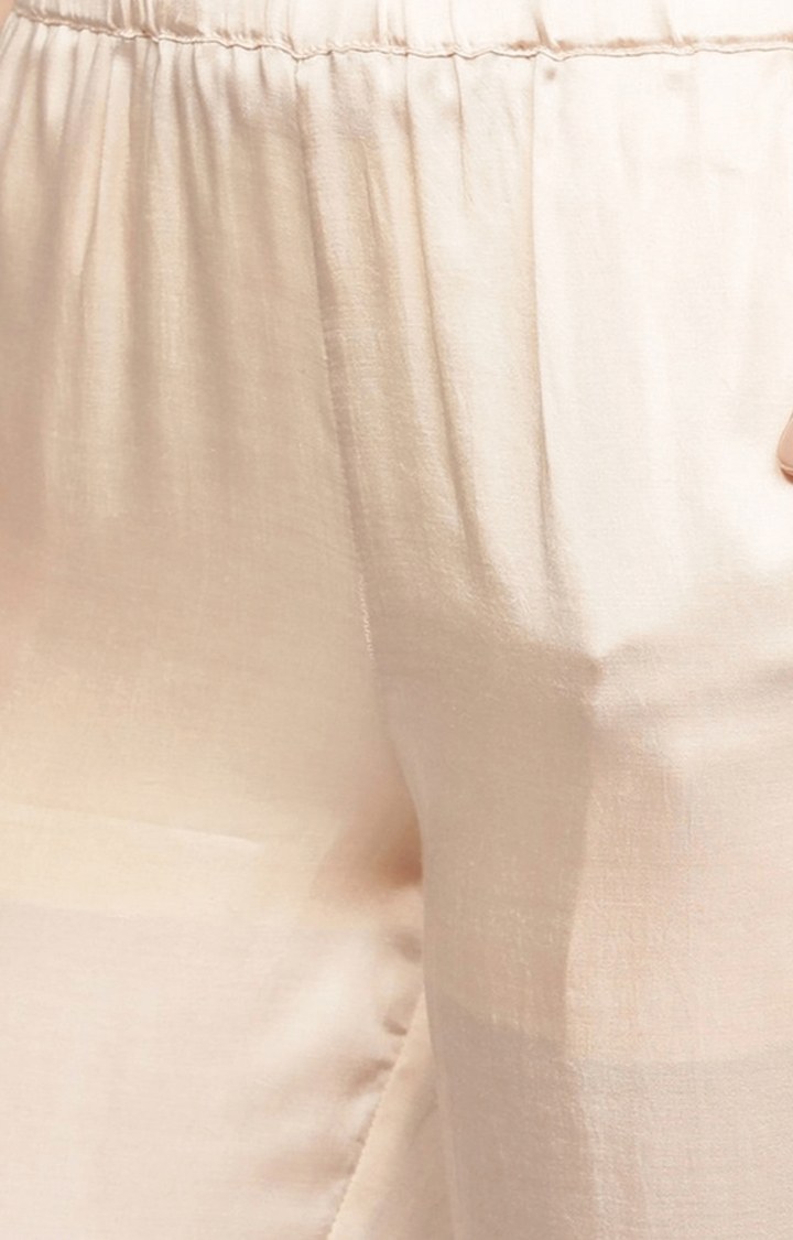 Women's Beige Solid Cotton Co-ords