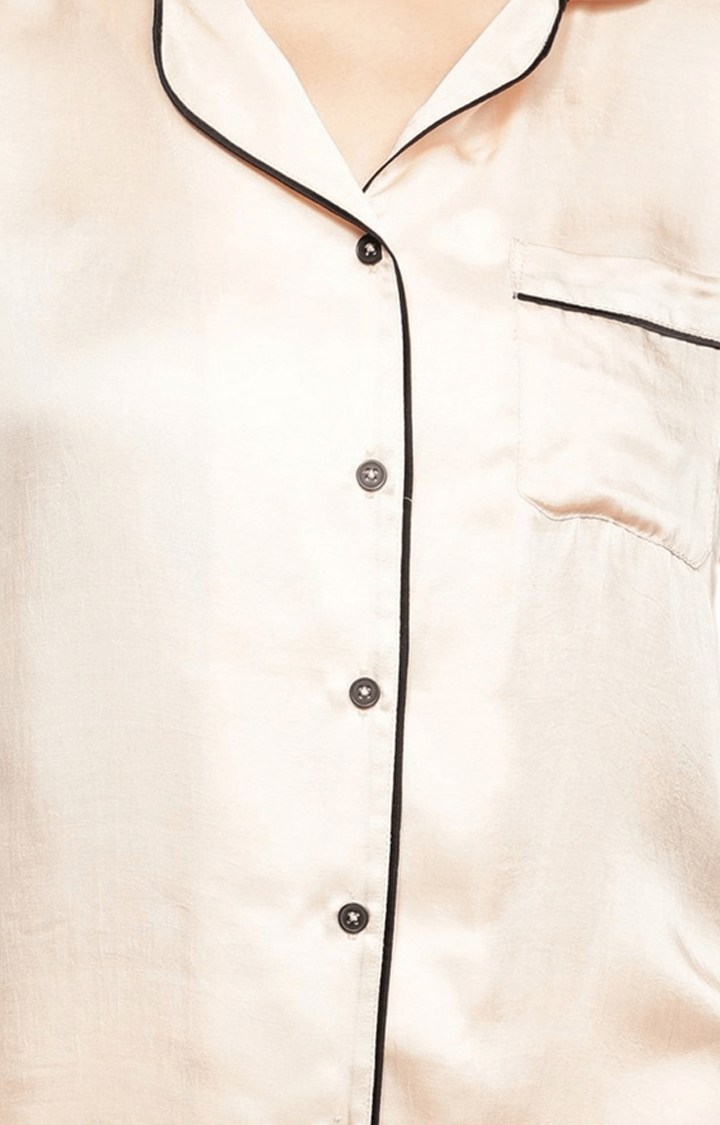 Women's Beige Solid Cotton Co-ords