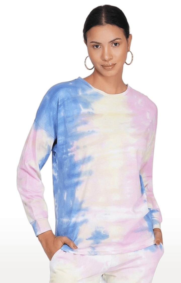 Women's Yellow Tie Dye Polyester Oversized T-Shirts