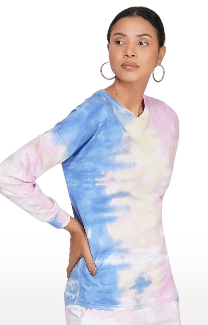 Women's Yellow Tie Dye Polyester Oversized T-Shirts