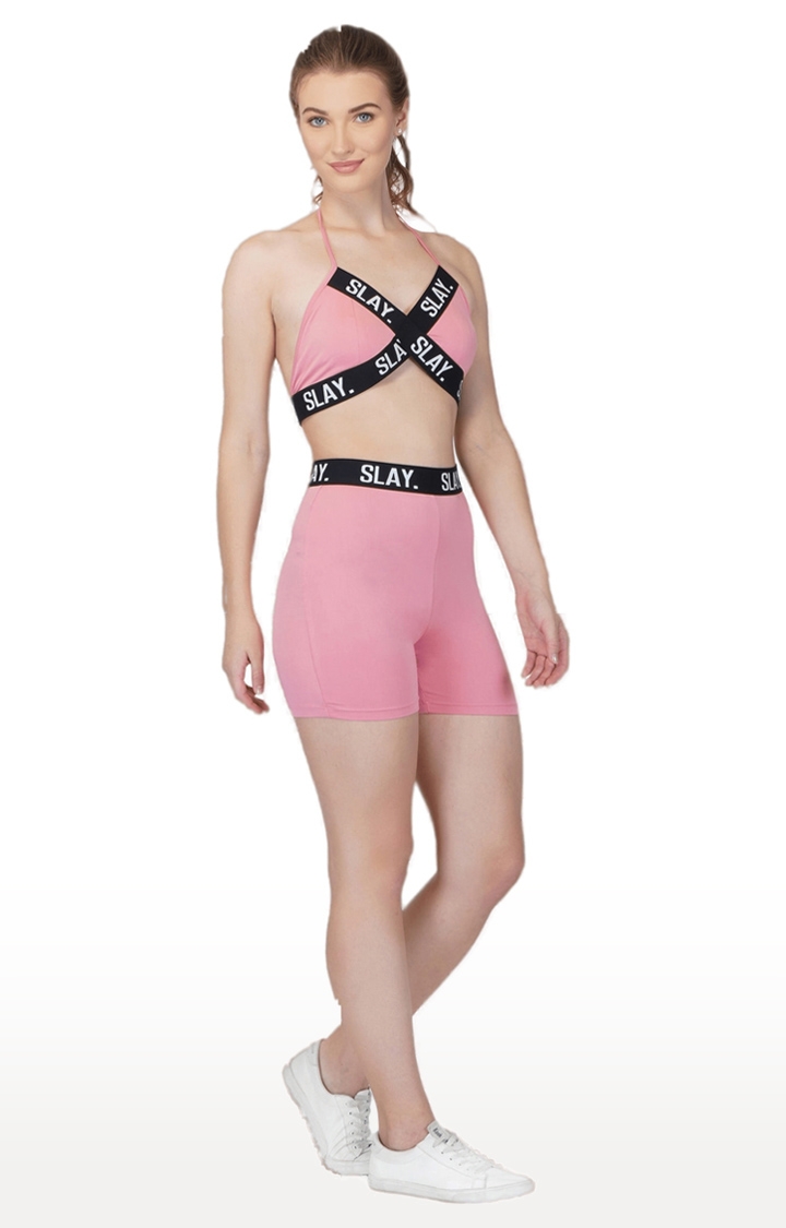 Women's Pink Activewear Backless Sports Bra