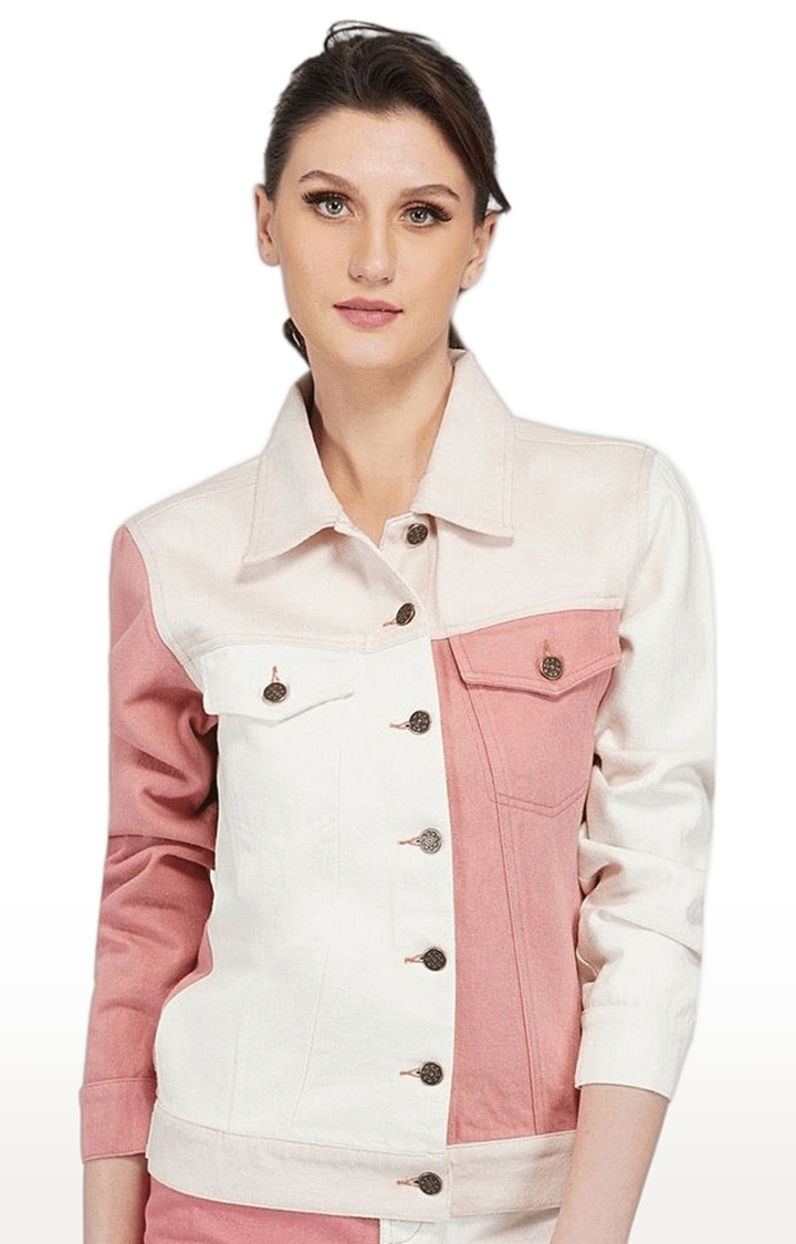 SLAY | Women's Multi Colourblock Cotton Denim Jackets