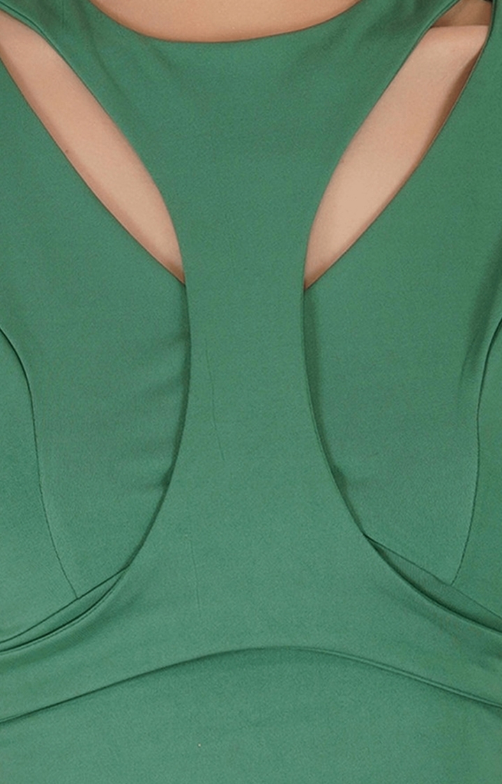 Women's Green Solid Cotton Crop Top