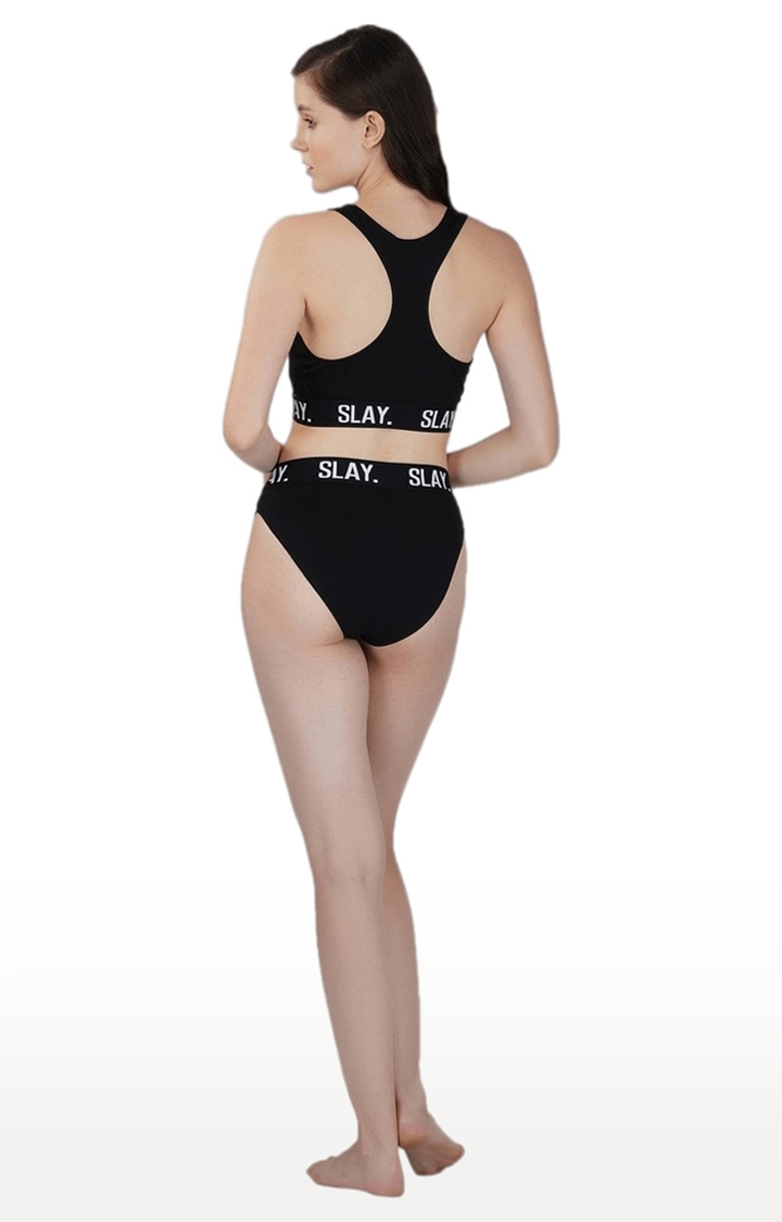 Women's Black Solid Swimsuit