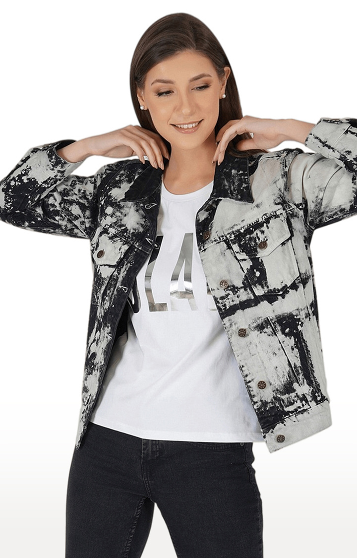 Women's White Tie Dye Cotton Denim Jackets