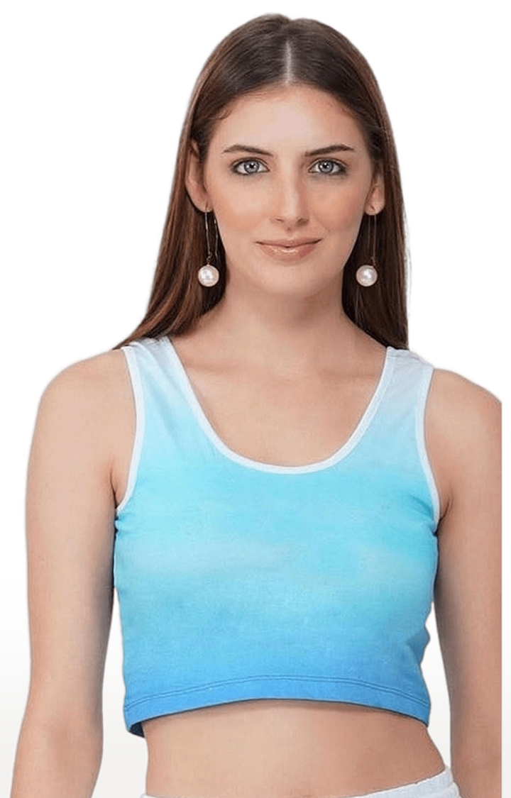 SLAY | Women's Blue Tie Dye Cotton Crop Top