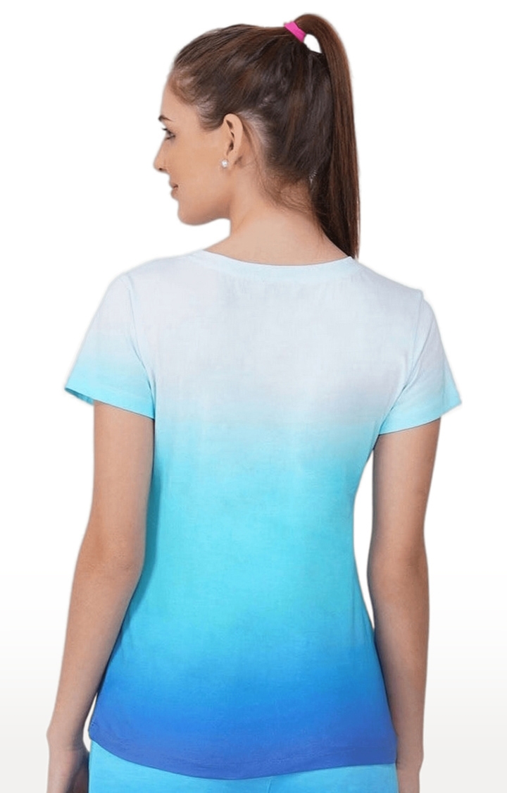 Women's Blue Tie Dye Cotton Regular T-Shirts
