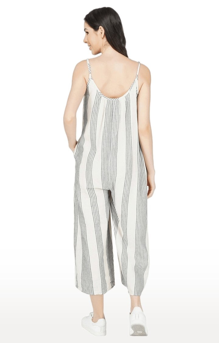 Women Yarn Dyed Striped Oversized Jumpsuit