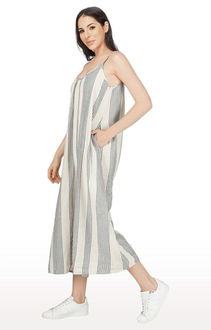 Women Yarn Dyed Striped Oversized Jumpsuit