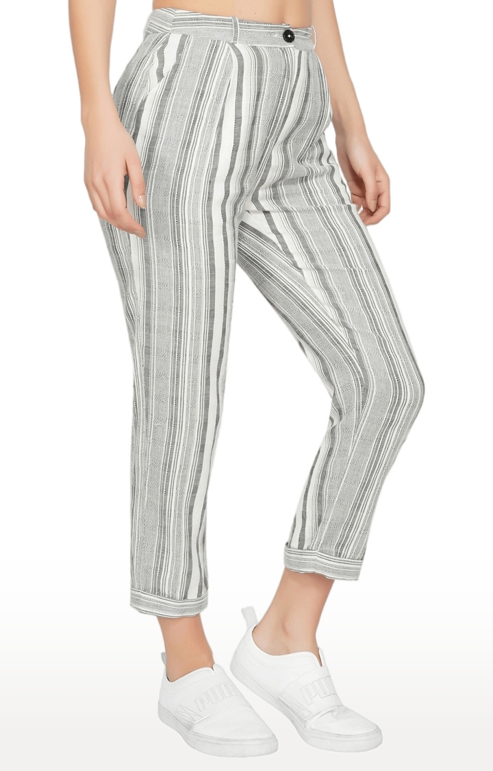 Women's Grey Denim Regular Casual Pants