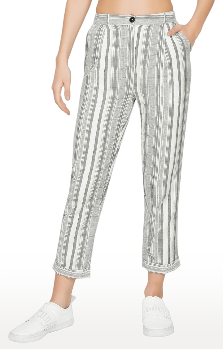 Women's Grey Denim Regular Casual Pants