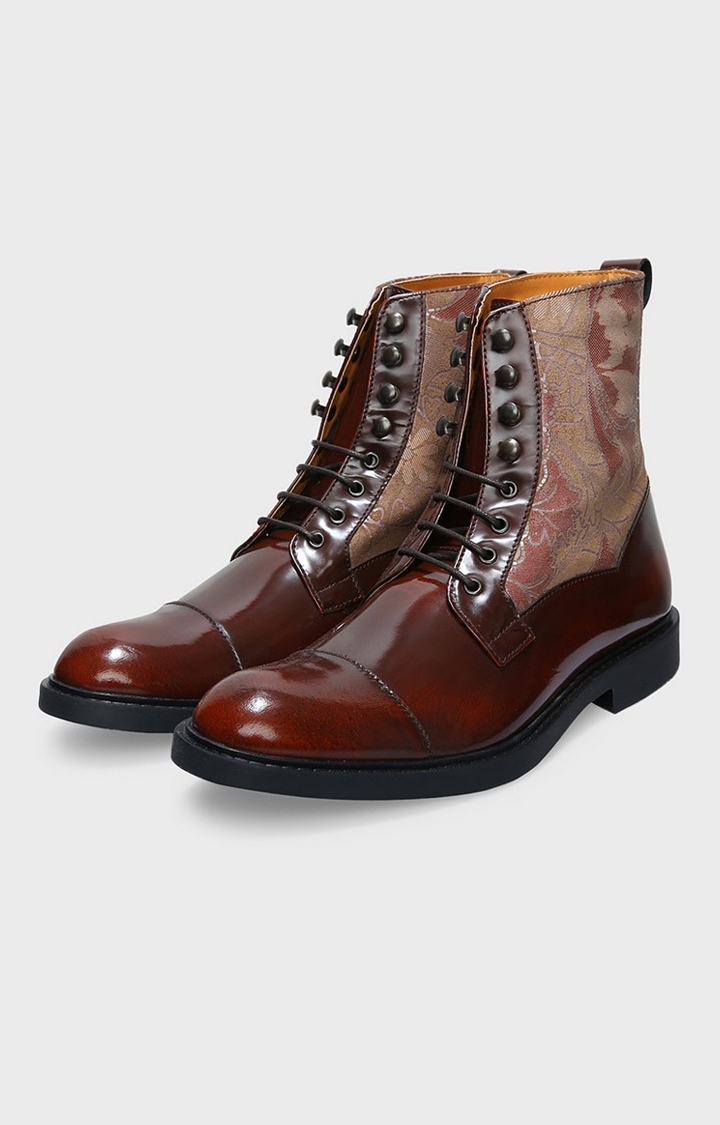 DEL MONDO | Del Mondo Genuine Leather Burgundy Colour Oxford Boots Lace Up Shoe For Mens 3