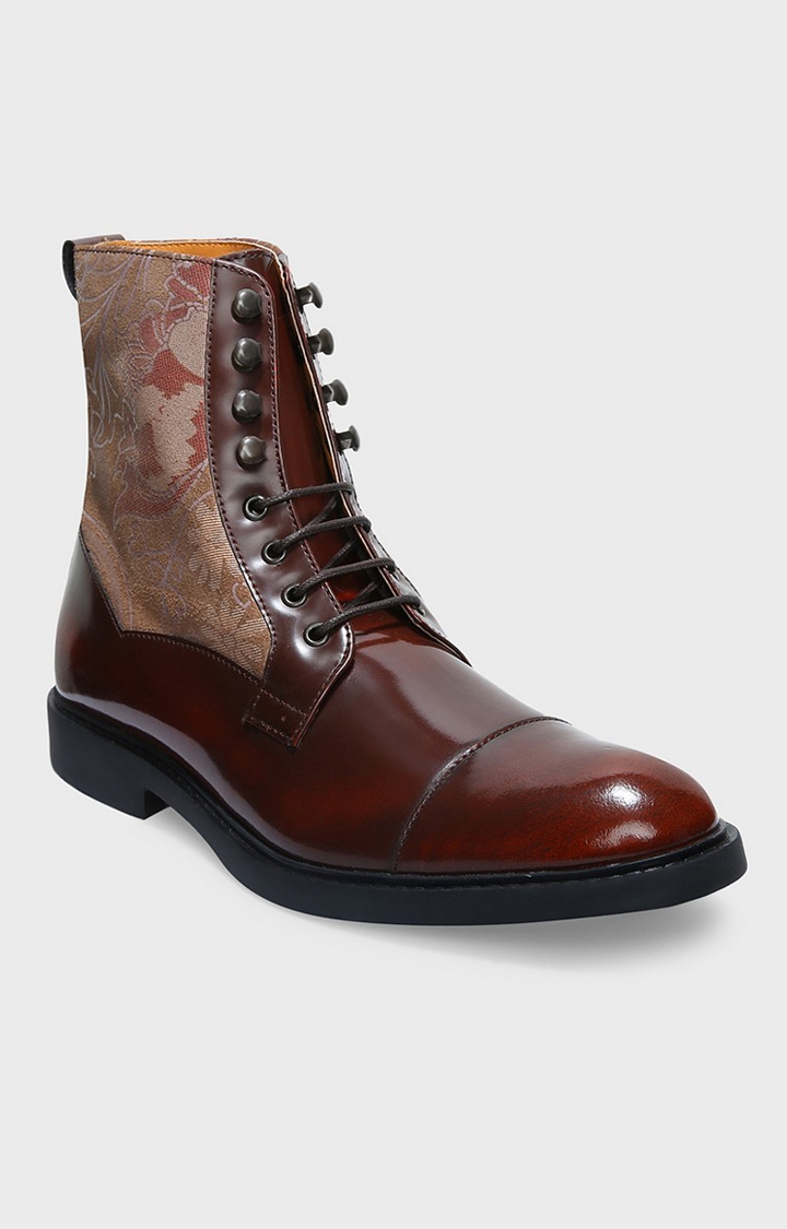 DEL MONDO | Del Mondo Genuine Leather Burgundy Colour Oxford Boots Lace Up Shoe For Mens 0
