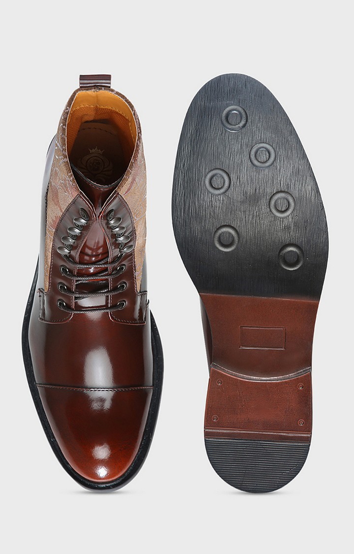 DEL MONDO | Del Mondo Genuine Leather Burgundy Colour Oxford Boots Lace Up Shoe For Mens 4
