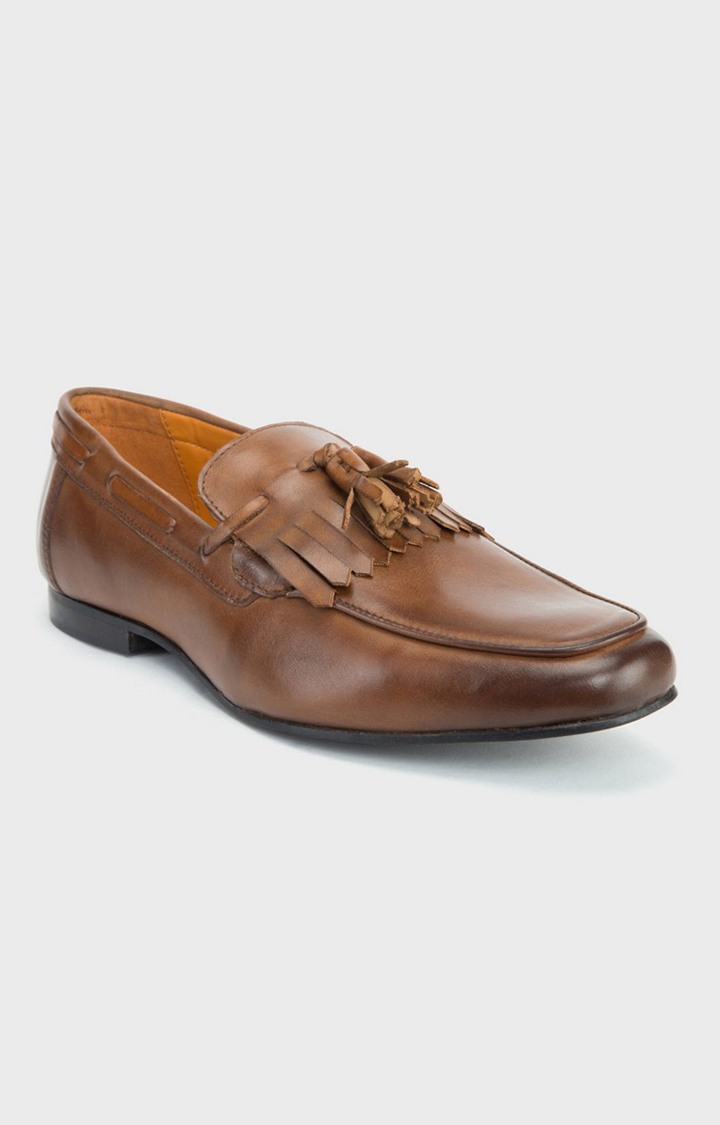 Del Mondo Genuine Leather Tan Colour Tazzle Slipon Loafer Shoe
