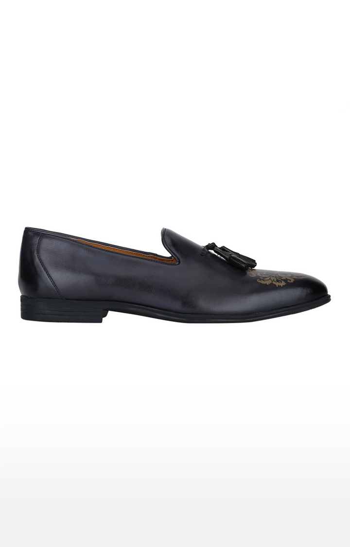 DEL MONDO | Del Mondo Genuine Leather Navy & Black Colour Tazzle Slipon Loafer Shoe For Mens 1