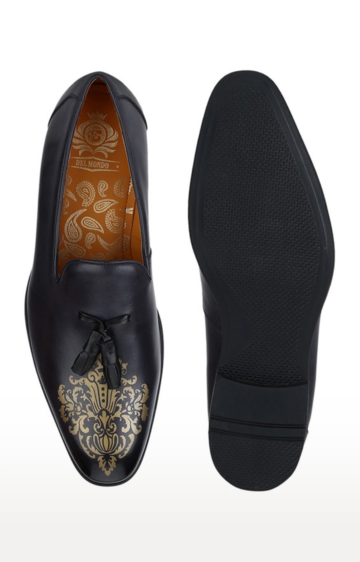 DEL MONDO | Del Mondo Genuine Leather Navy & Black Colour Tazzle Slipon Loafer Shoe For Mens 4