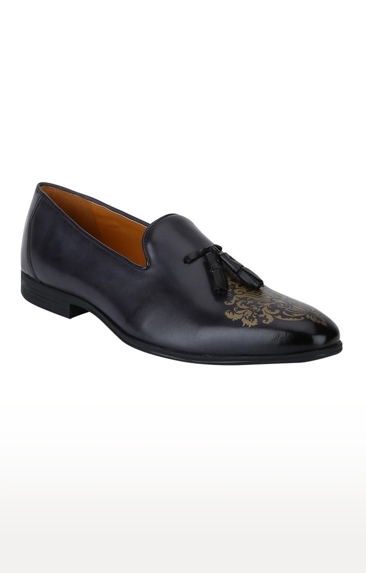 DEL MONDO | Del Mondo Genuine Leather Navy & Black Colour Tazzle Slipon Loafer Shoe For Mens 0