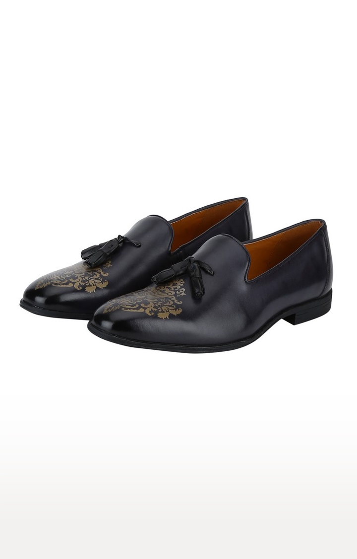 DEL MONDO | Del Mondo Genuine Leather Navy & Black Colour Tazzle Slipon Loafer Shoe For Mens 3