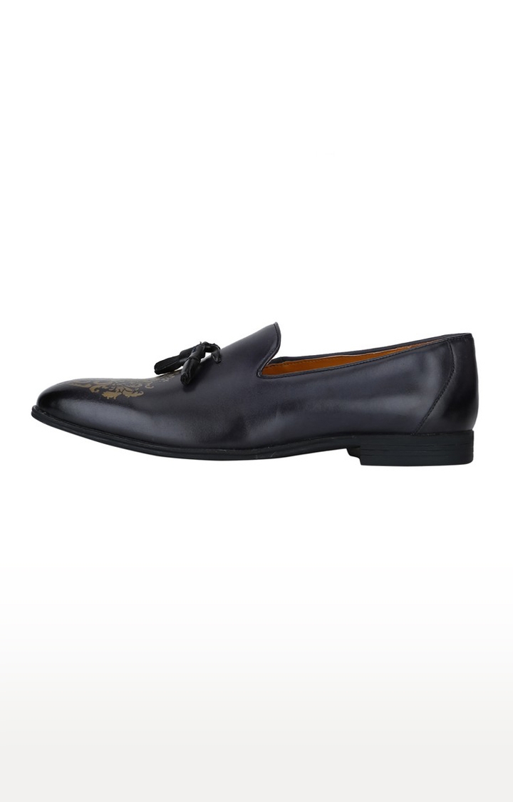 DEL MONDO | Del Mondo Genuine Leather Navy & Black Colour Tazzle Slipon Loafer Shoe For Mens 2