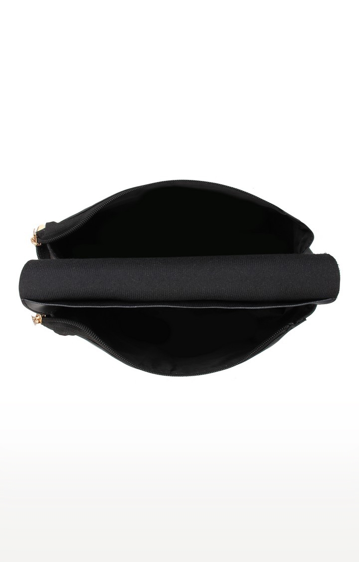 Vivinkaa | Vivinkaa Black Solid Leatherette Flap Compartment Sling Bag 6
