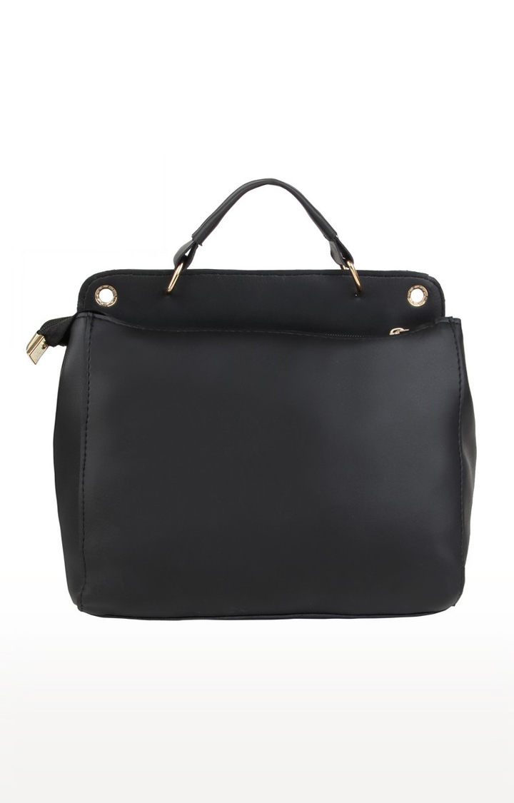 Vivinkaa | Vivinkaa Black Solid Leatherette Flap Compartment Sling Bag 1