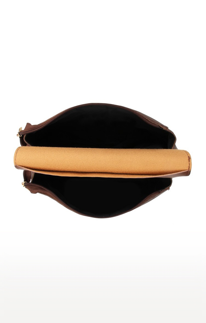 Vivinkaa | Vivinkaa Coffee Brown Solid Leatherette Flap Compartment Sling Bag 6