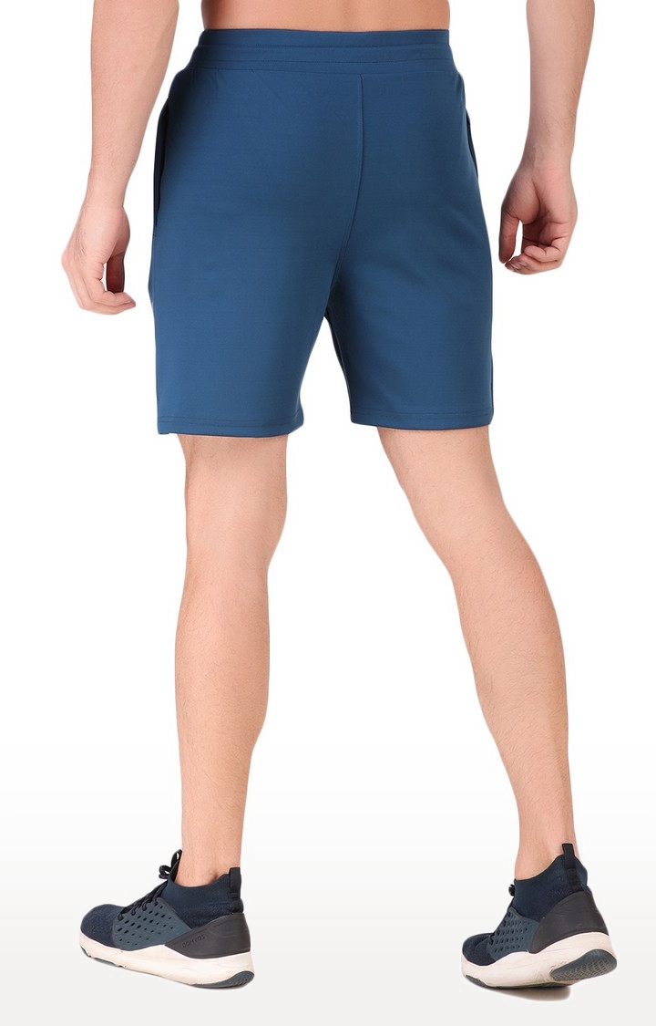 Fitinc | Men's Blue Lycra Solid Activewear Shorts 3