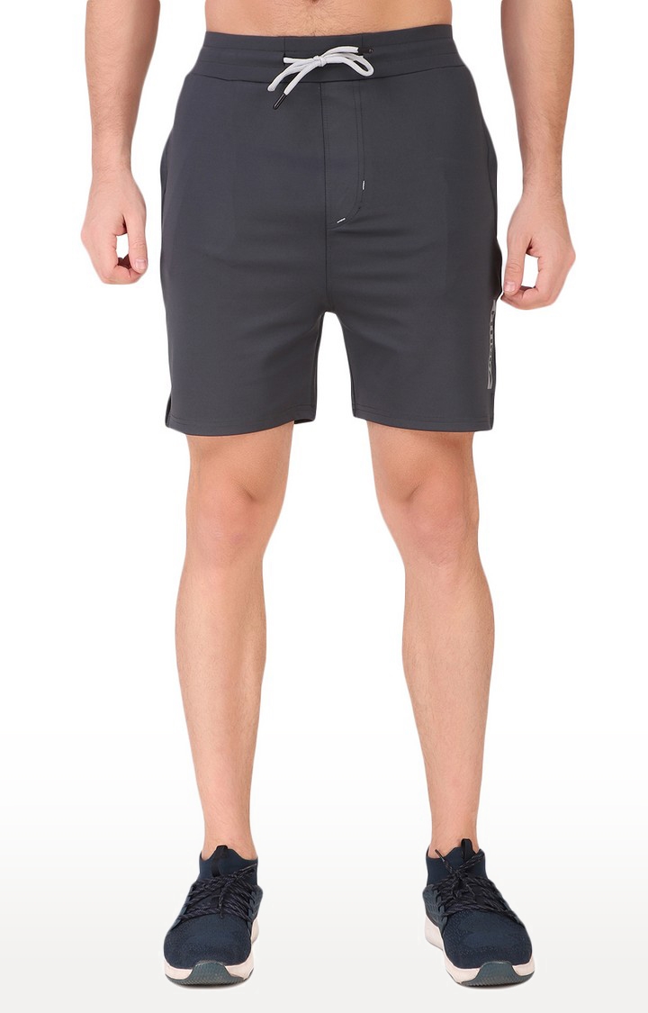Fitinc | Men's Grey Lycra Solid Activewear Shorts 0
