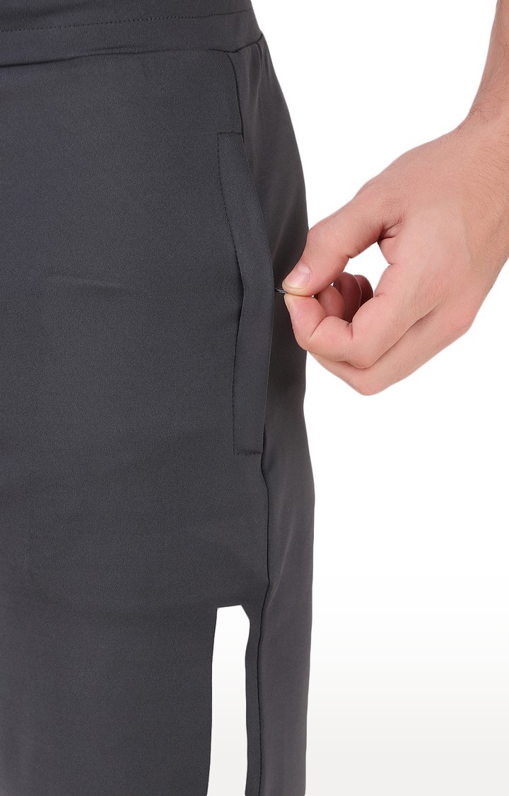 Fitinc | Men's Grey Lycra Solid Activewear Shorts 5