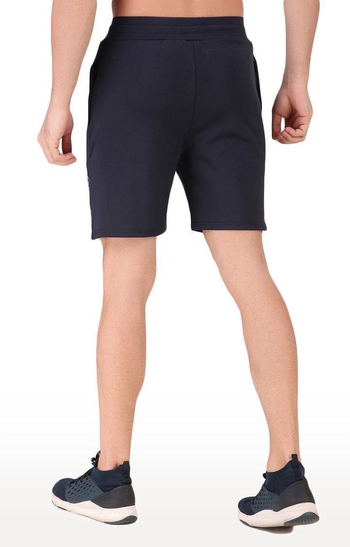Fitinc | Men's Navy Blue  Lycra Solid Activewear Shorts 3
