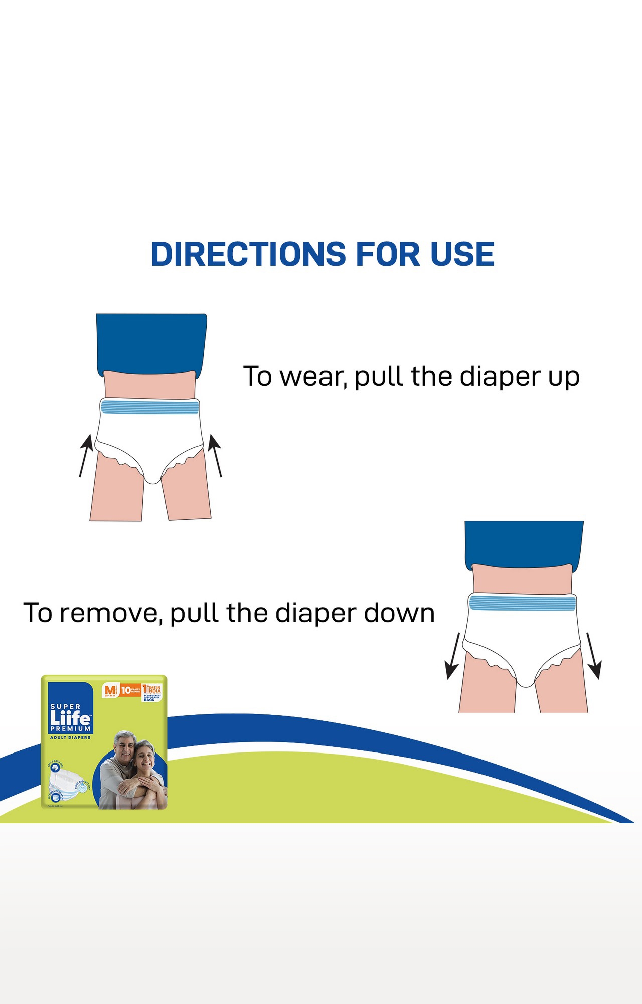 Super Liife | Super Liife Rash Free Adult Diapers Pants with Wetness Indicator and Disposable Bags - 30 Count (Medium) 2