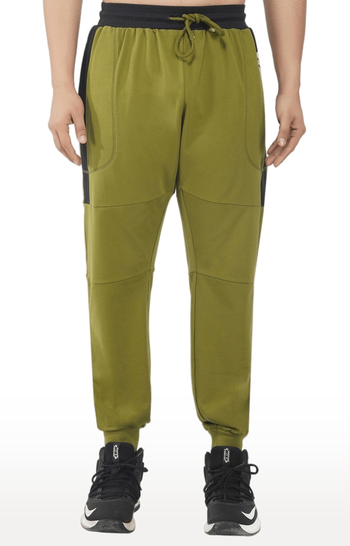 SLAY | Men's Green Cotton Soild Activewear Joggers