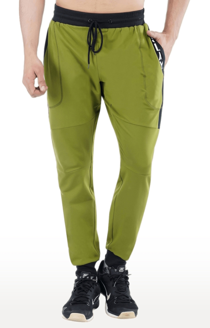 Men's Light Green Cotton Soild Activewear Joggers