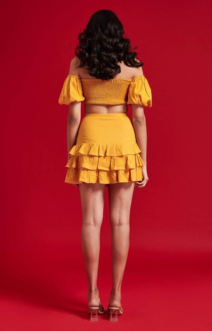 Yellow Off Shoulder Bow Top