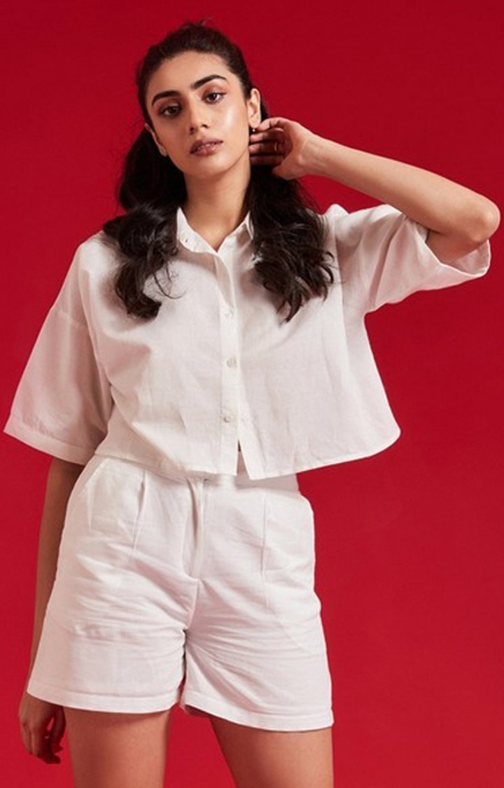 The Clothing Factory | Half Sleeves Linen Shirt White
