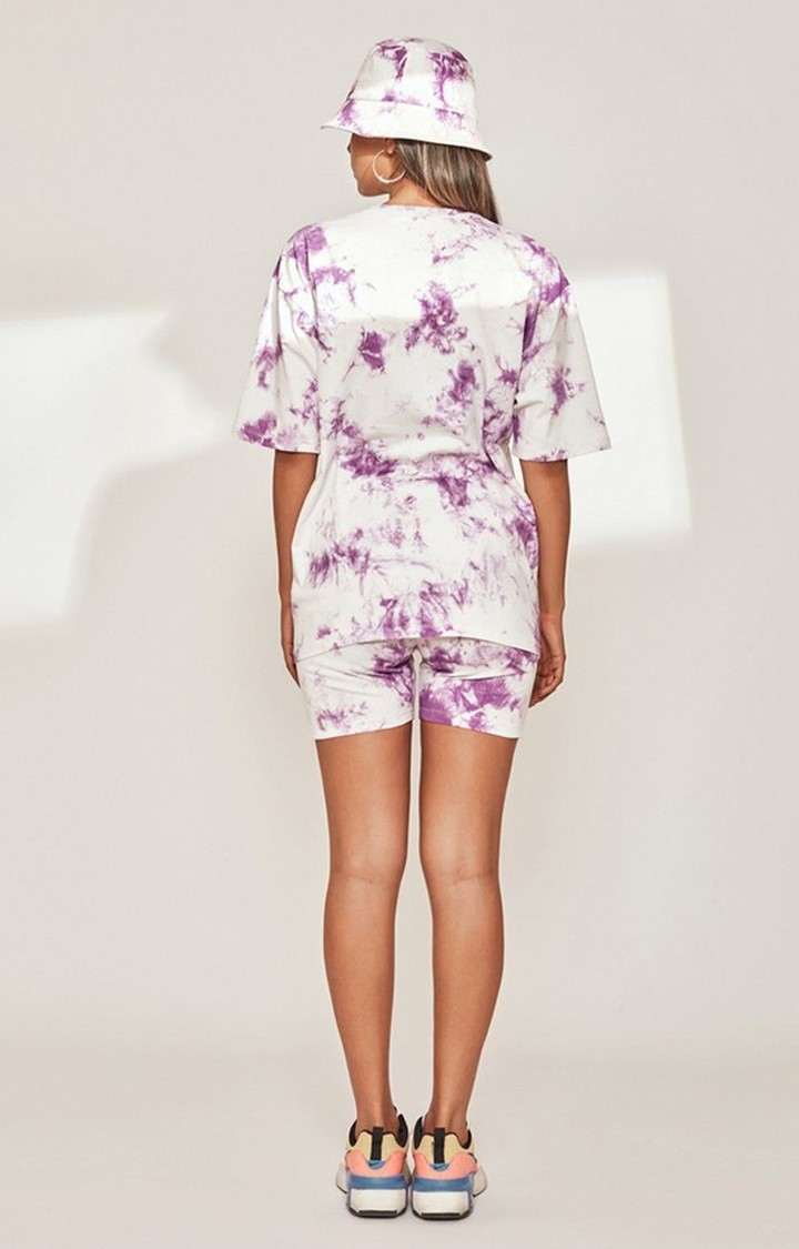 Tie & Dye Oversized Half Sleeves T-shirt lavender